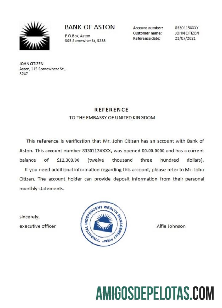 Referência do Bank Of Aston do Reino Unido modelo